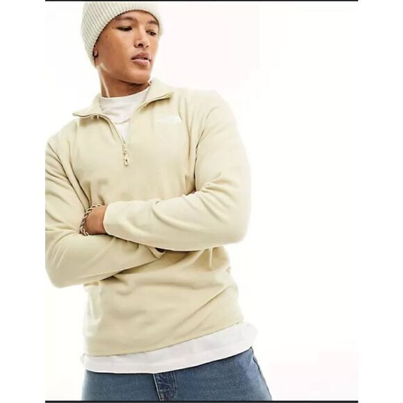 The North Face Glacier 100 beige hiking fleece 1/4 zip pullover sweater - Picture 1 of 10